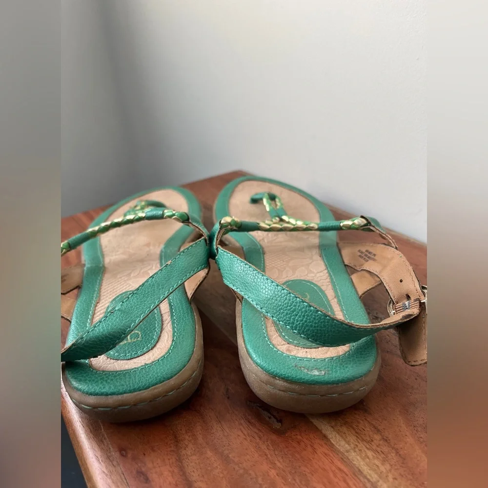 B.O.C Born Green , gold and green braided Sandals, faux leather size 9 - Picture 5 of 9